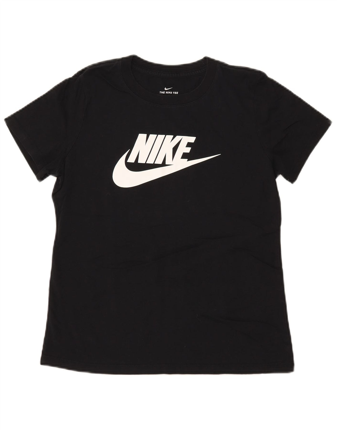 NIKE T-shirt graphique pour femme UK 14 en coton noir moyen