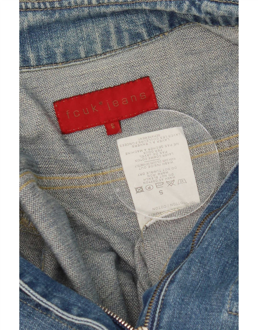 Fcuk Veste en jean pour femme UK 10 Petit coton bleu