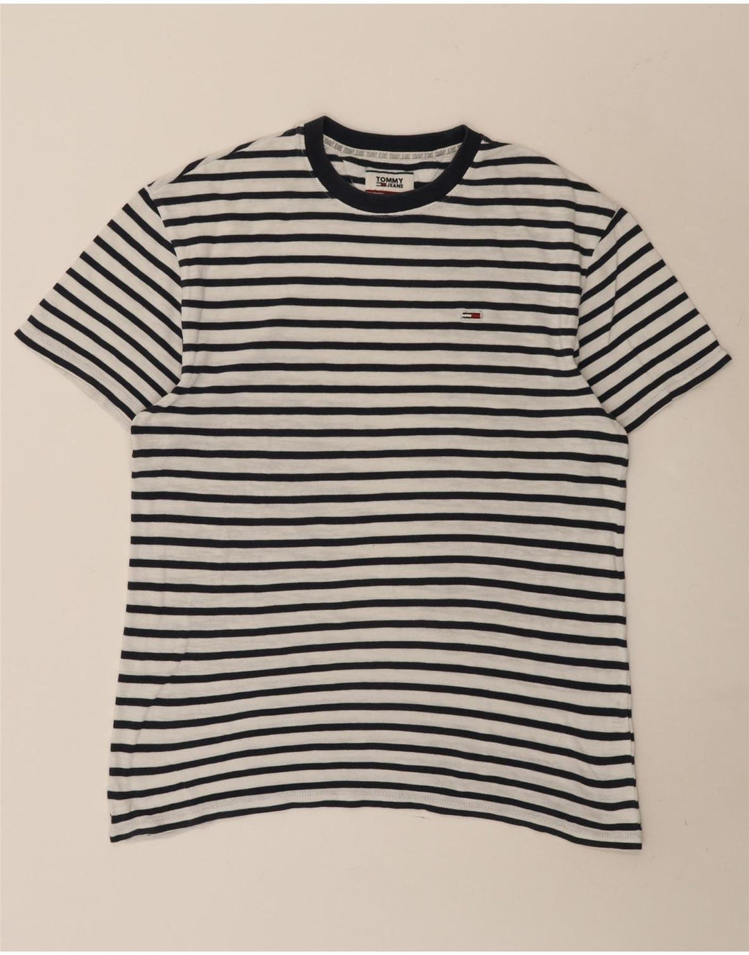 Tommy Hilfiger T-Shirt Homme Blanc Rayé Moyen