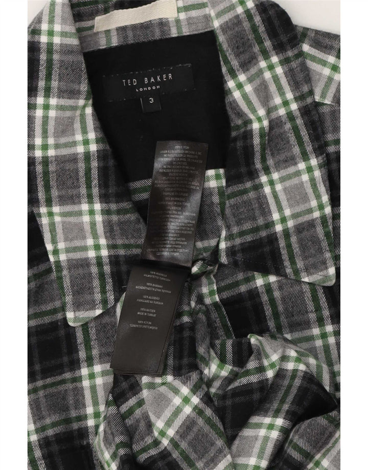 Ted Baker Chemise en flanelle pour homme Taille 3 Coton à carreaux vert moyen