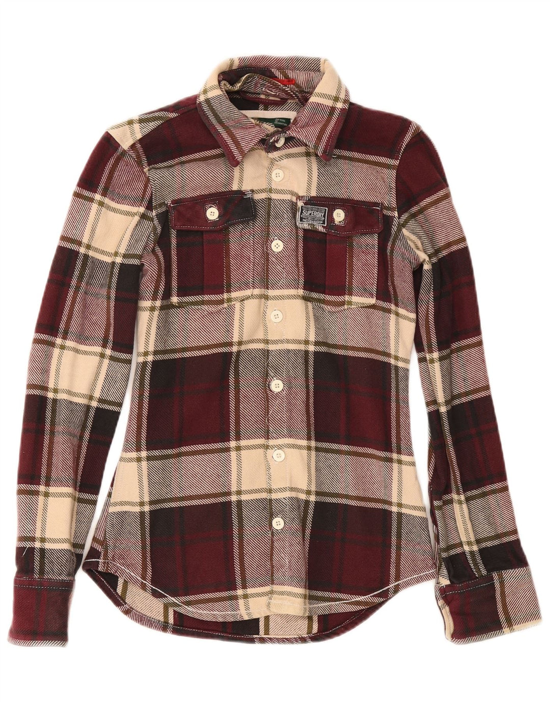 Superdry Chemise en flanelle pour homme en coton à petits carreaux bordeaux