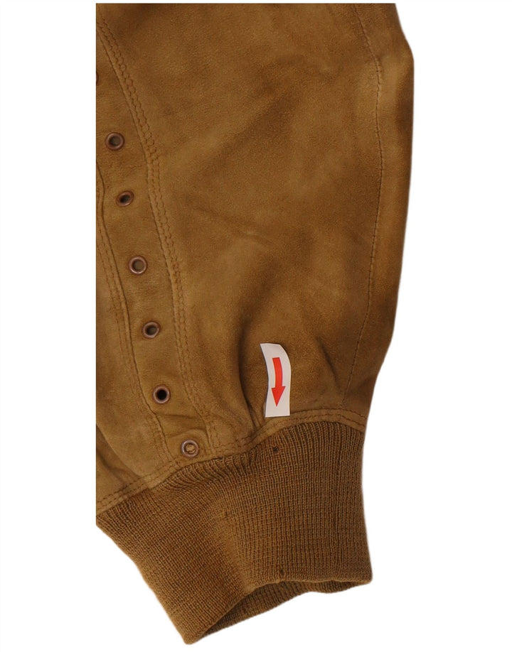 Gianni Versace Veste bomber en daim coupe ample pour femme UK 38 Beige moyen