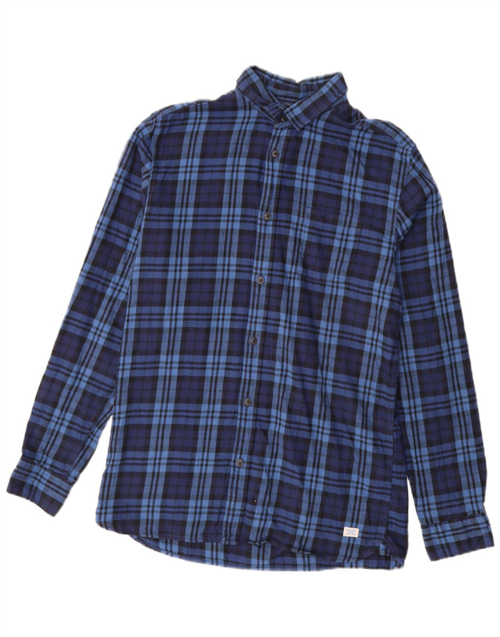 JACK & JONES Chemise Flanelle Homme Bleu Marine Moyen à Carreaux Coton