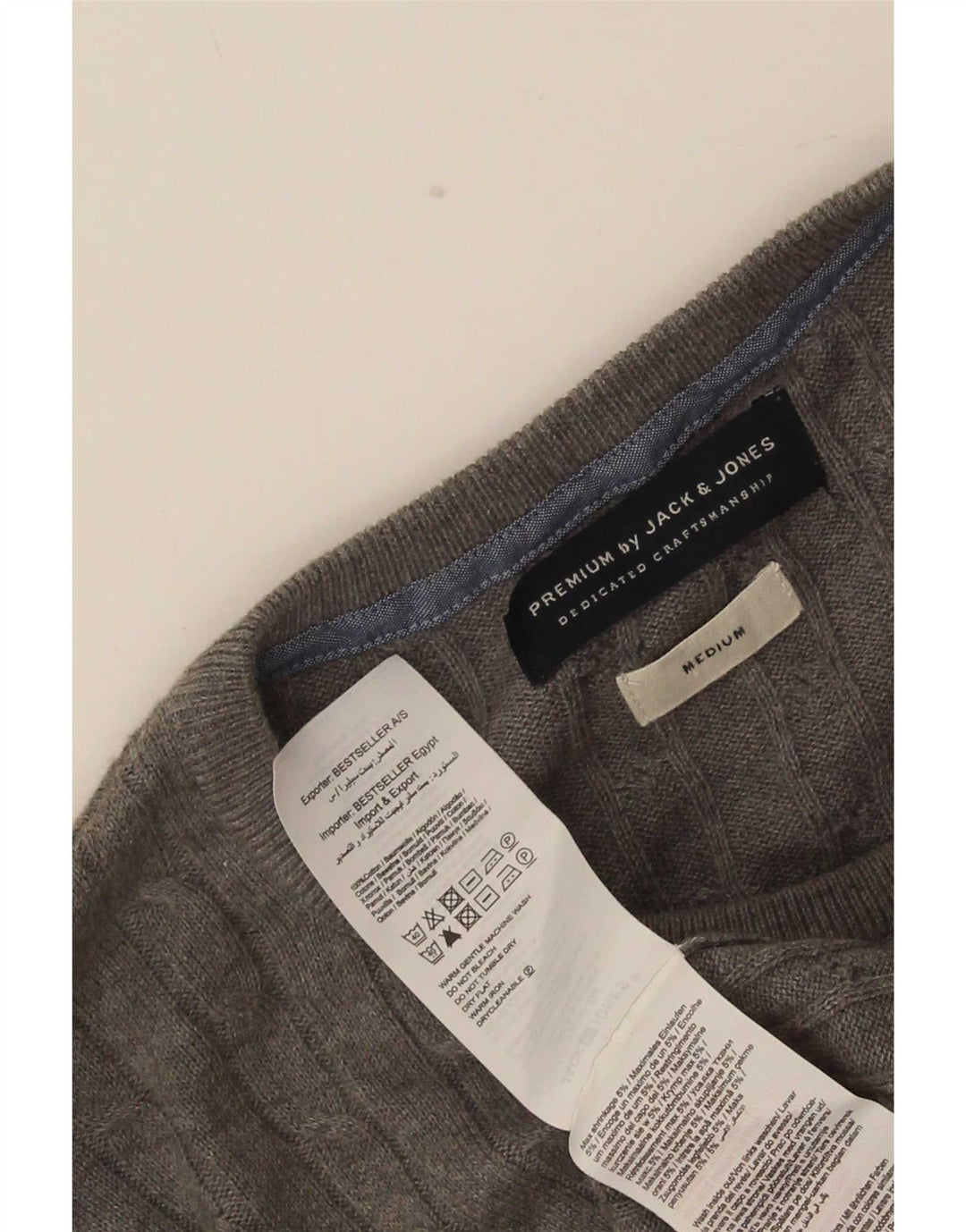 Jack & Jones Pull Col Rond Homme Gris Moyen Coton