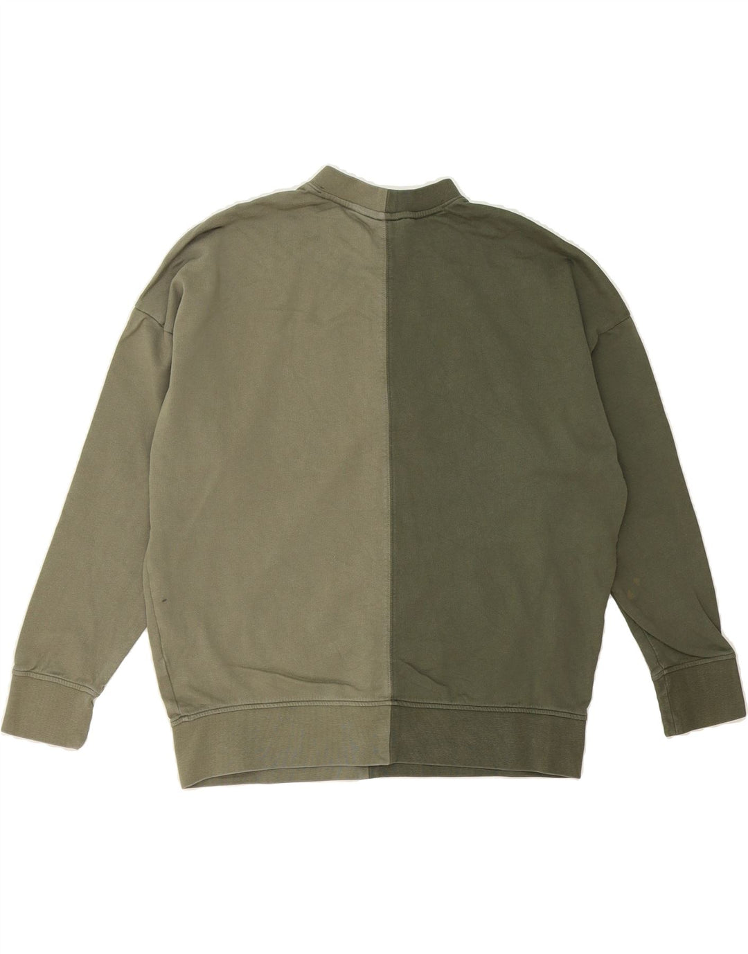 ADIDAS Womens Oversized Sweatshirt Jumper UK 12 Medium Khaki Colourblock Vintage Adidas and Second-Hand Adidas from Messina Hembry 