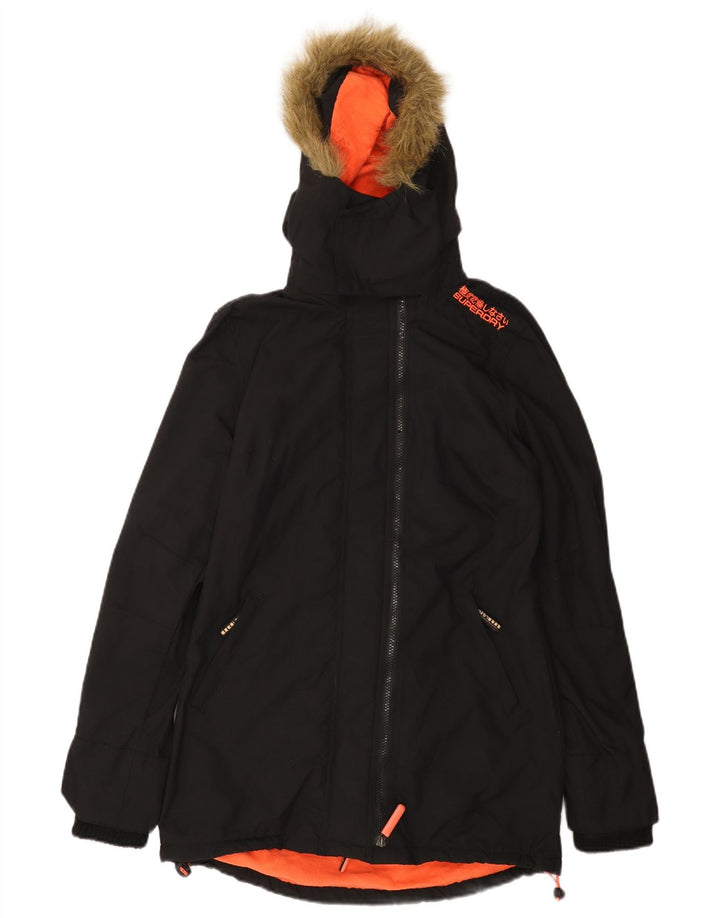 SUPERDRY Parka à capuche pour homme UK 36 Small Noir Nylon