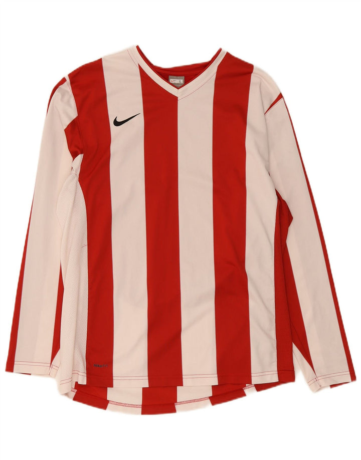 Nike Haut à manches longues pour homme UK 42/44 Large Rouge Rayé Polyester