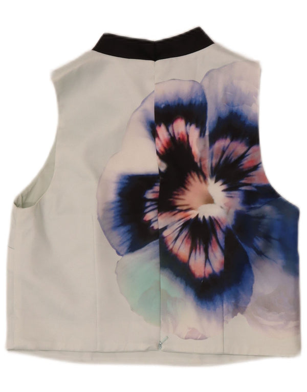 Coast Chemisier court sans manches pour femme UK 42 en polyester floral vert moyen