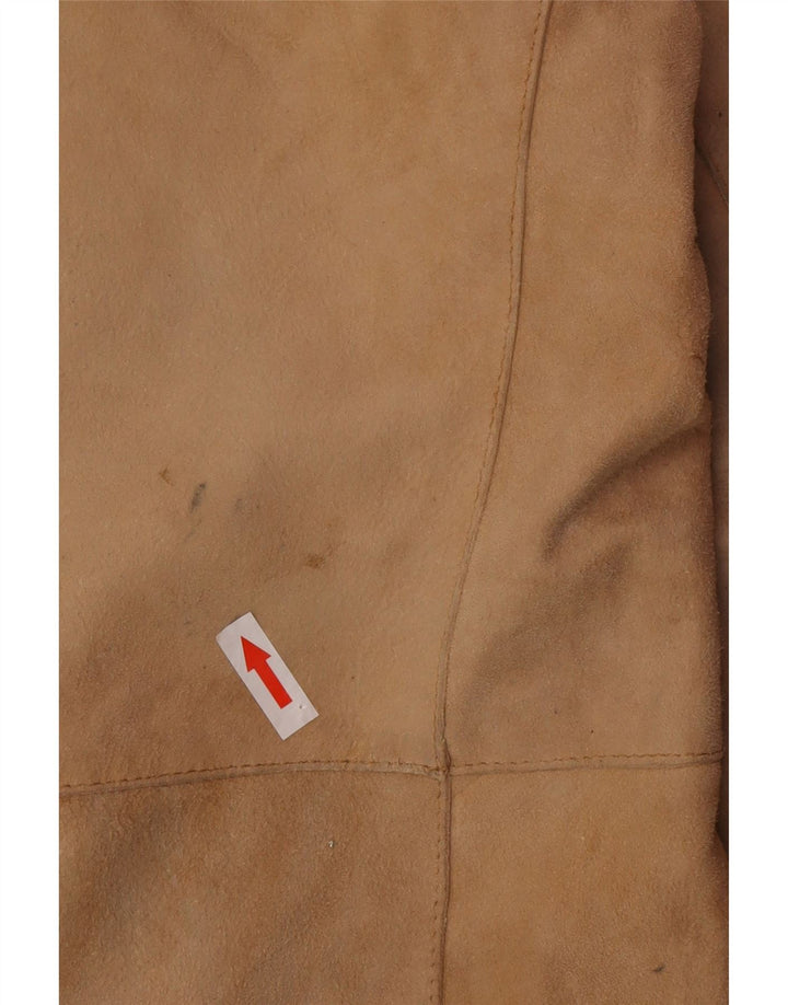 manteau en cuir suédé femme vintage UK 12 cuir beige moyen