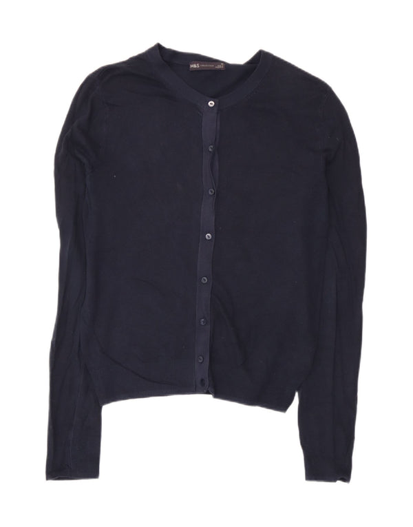 Marks & Spencer Pull cardigan pour femme UK 10 Small Bleu marine Viscose
