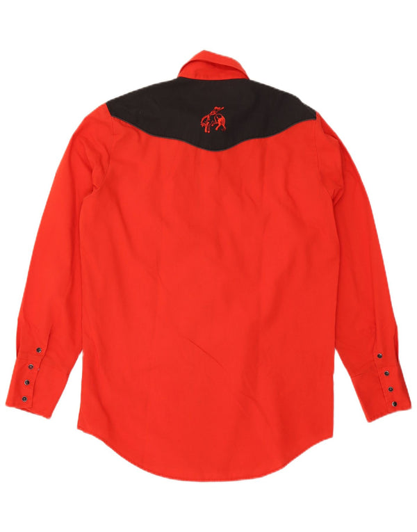Chemise western vintage pour homme en polyester color block rouge moyen