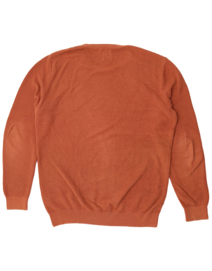 Zara Pull Col Rond Homme Orange Moyen Coton