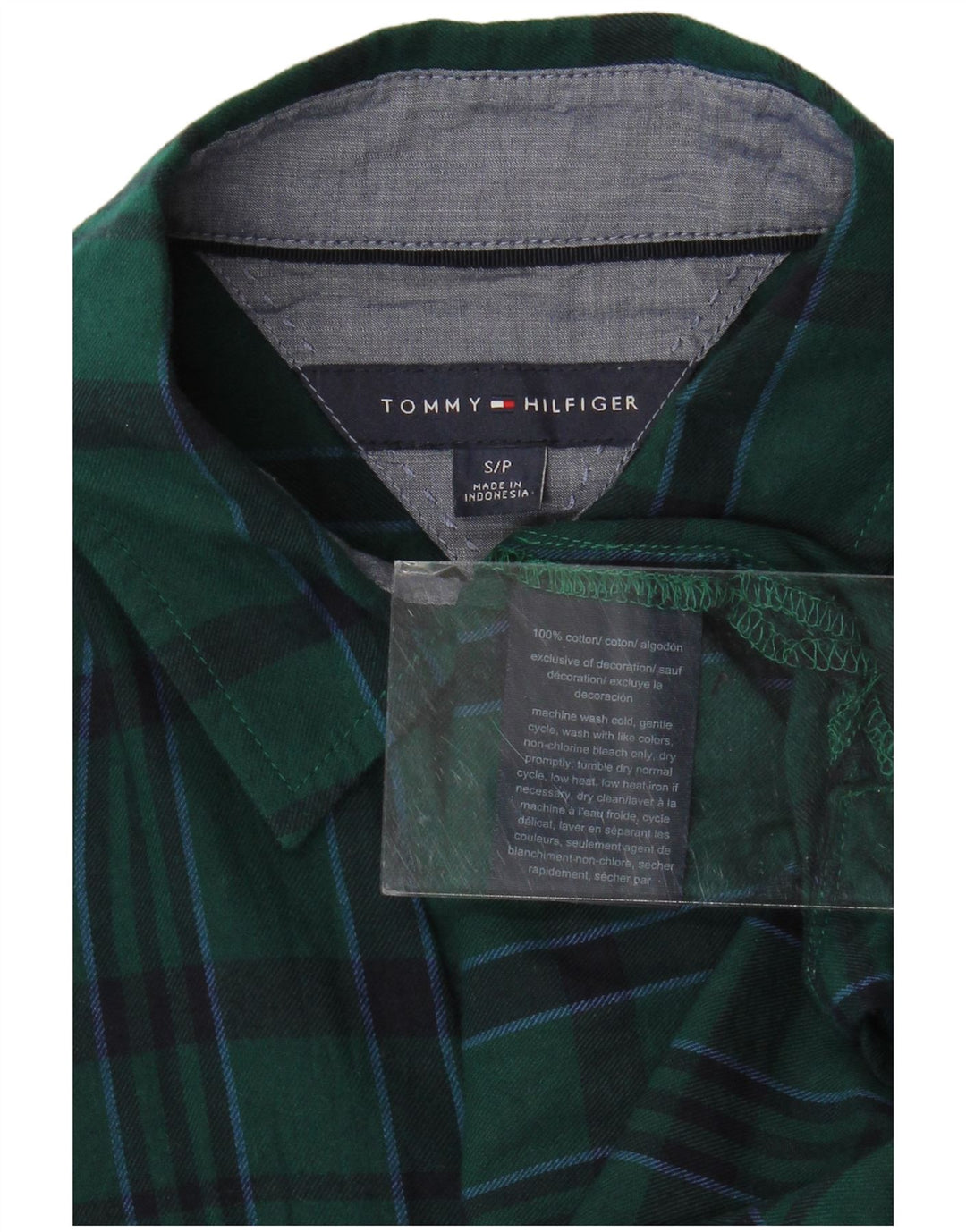 TOMMY HILFIGER Chemise surdimensionnée en flanelle pour femme UK 10 Petit carreaux verts
