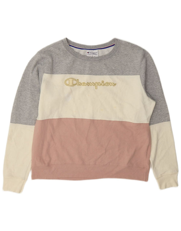 Champion Sweatshirt Jumper UK 16 Large Multicolore Colourblock