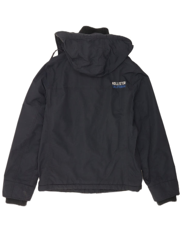 Hollister Veste coupe-vent à capuche pour hommes UK 38 Medium Navy Blue Nylon