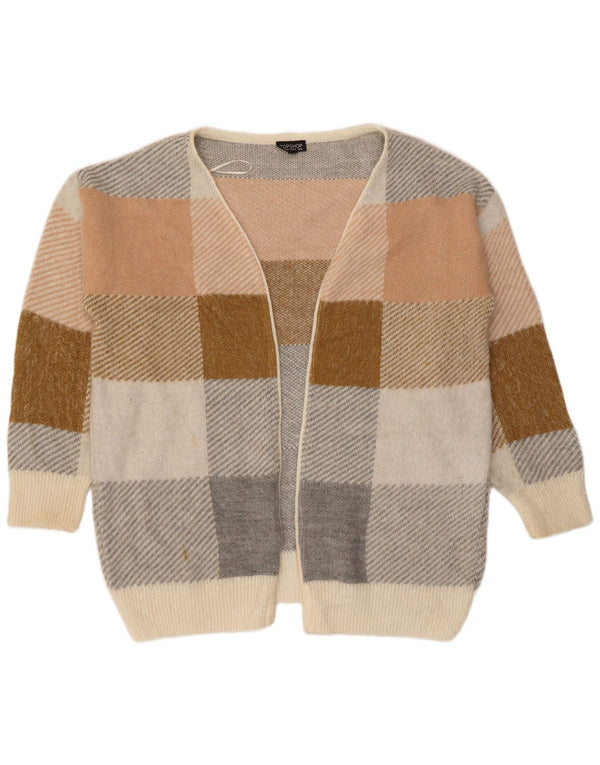 Topshop Cardigan surdimensionné pour femme UK 44 en acrylique à carreaux beige moyen
