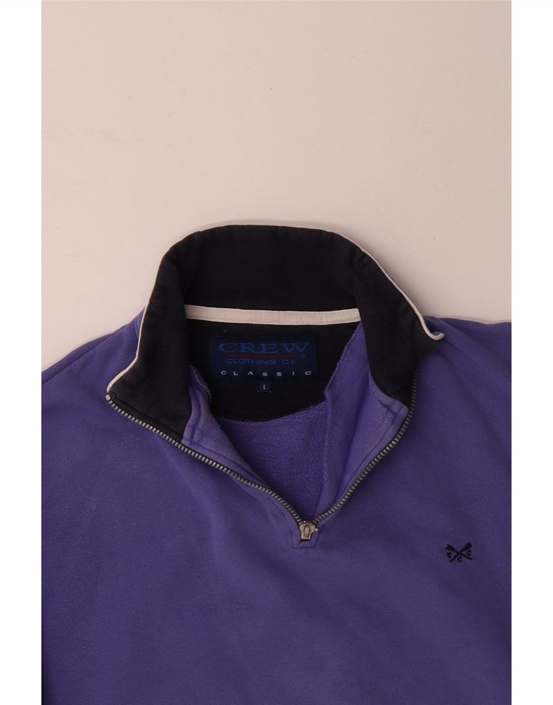 CREW CLOTHING Sweat-shirt à col zippé pour homme en coton violet Taille L