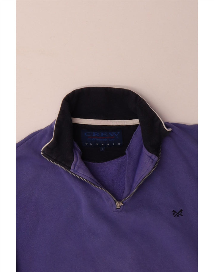 CREW CLOTHING Sweat-shirt à col zippé pour homme en coton violet Taille L