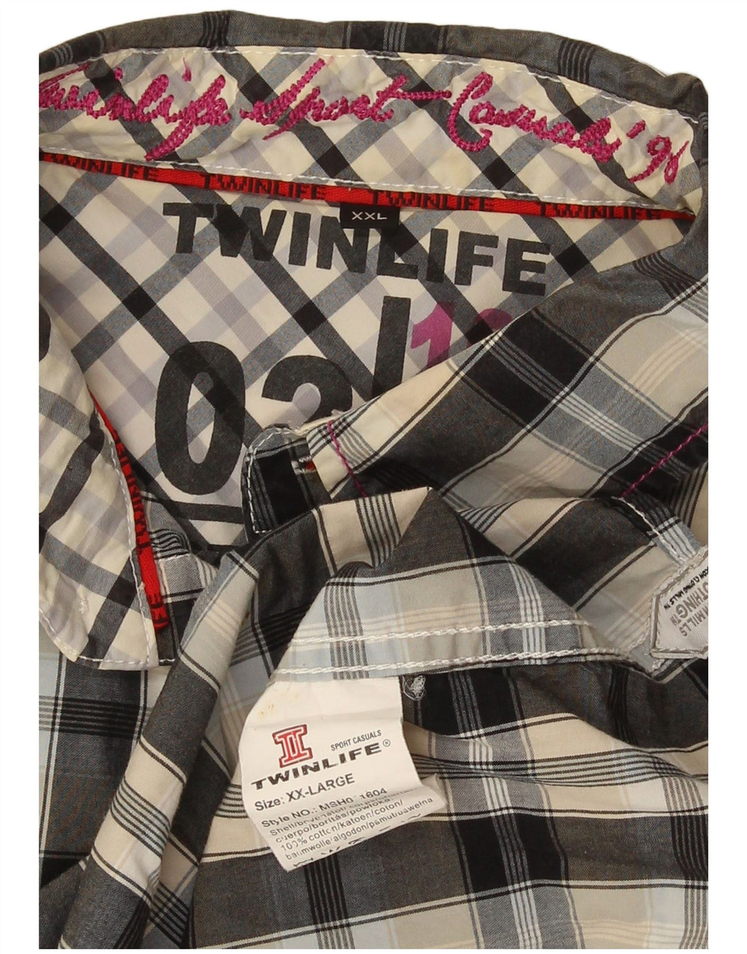 Chemise graphique vintage à manches courtes pour homme 2XL en coton à carreaux gris