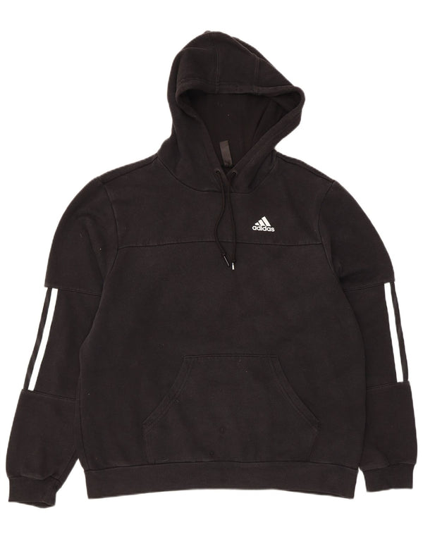 Adidas Pull à capuche surdimensionné pour femme UK 4/6 XS Noir Coton