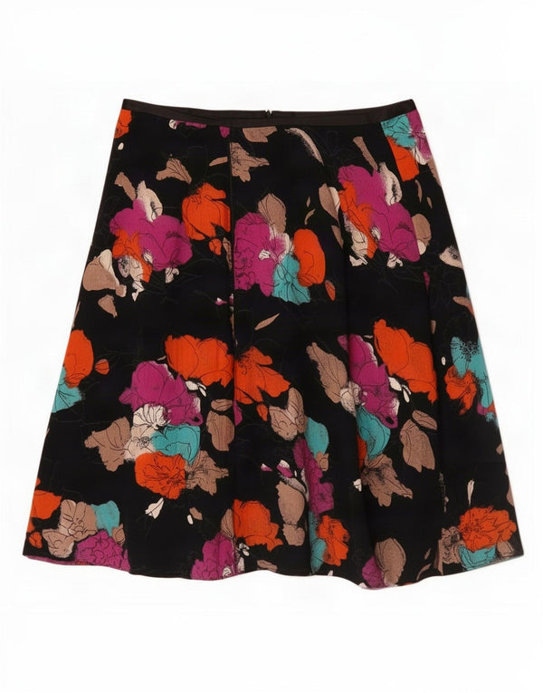 Vintage Womens A-Line Skirt Large W32 Black Floral