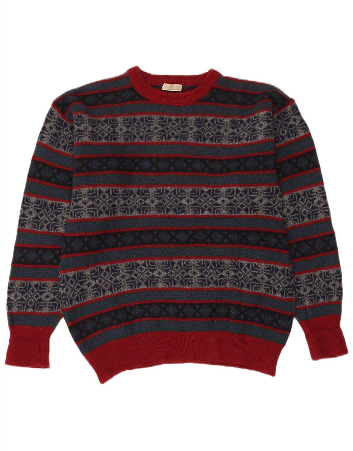 VINTAGE Pull col rond pour homme moyen multicolore Fair Isle