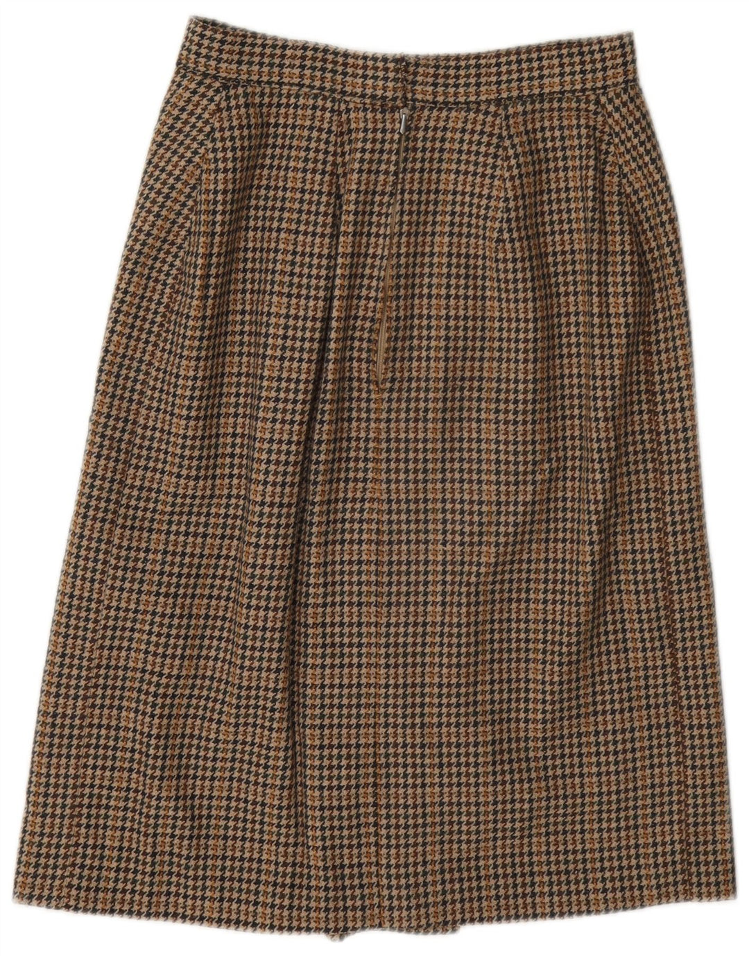 vintage Femme A-Line Jupe W26 Petit Pied-de-poule Brun