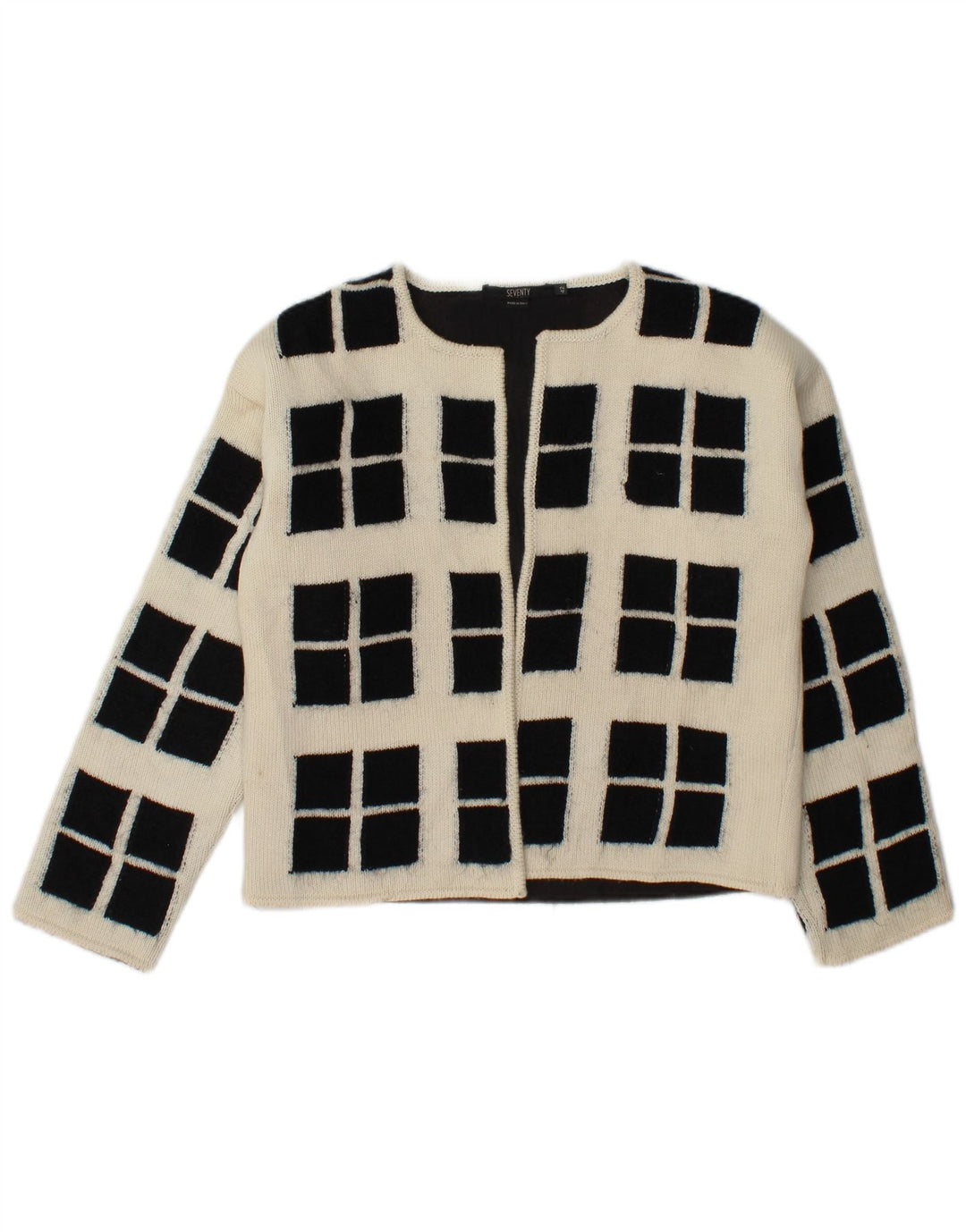 Seventy Cardigan court ouvert pour femme IT 42 Medium Off White Géométrique