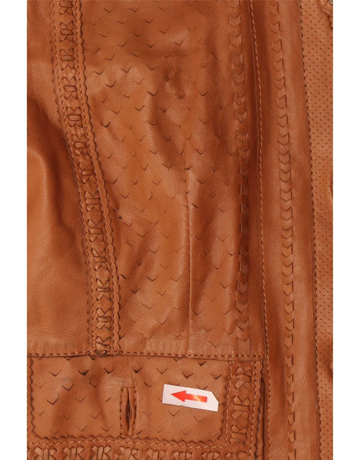 Veste en cuir femme vintage IT 44 Cuir marron moyen