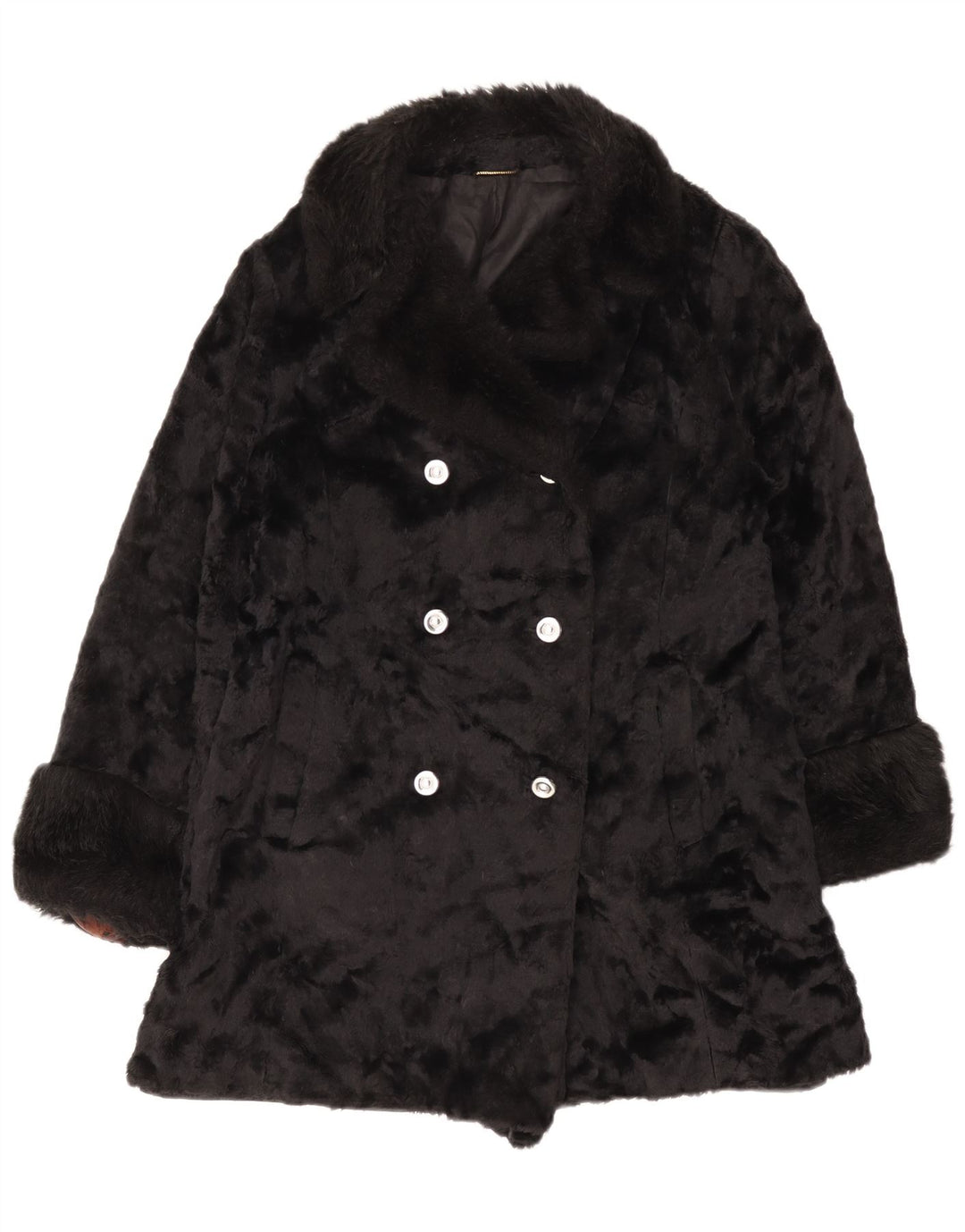 manteau de fourrure femme vintage UK 14 Moyen Noir