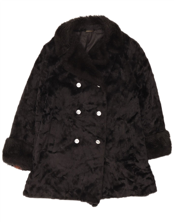 manteau de fourrure femme vintage UK 14 Moyen Noir