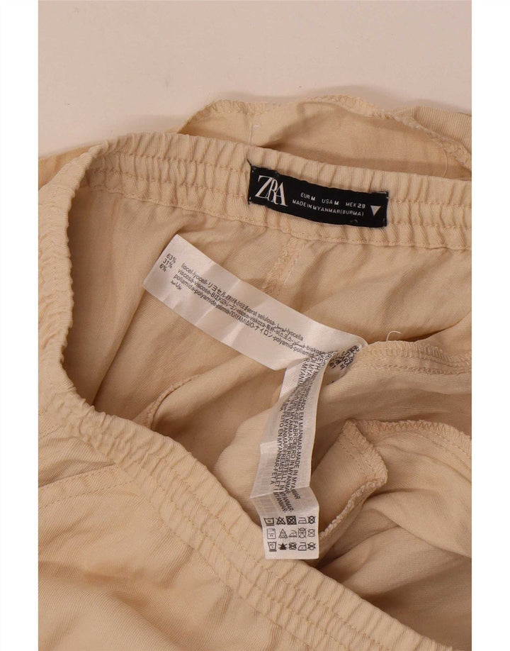 Pantalon Chino Droit Femme Zara Moyen W28 L32 Lyocell Blanc Cassé
