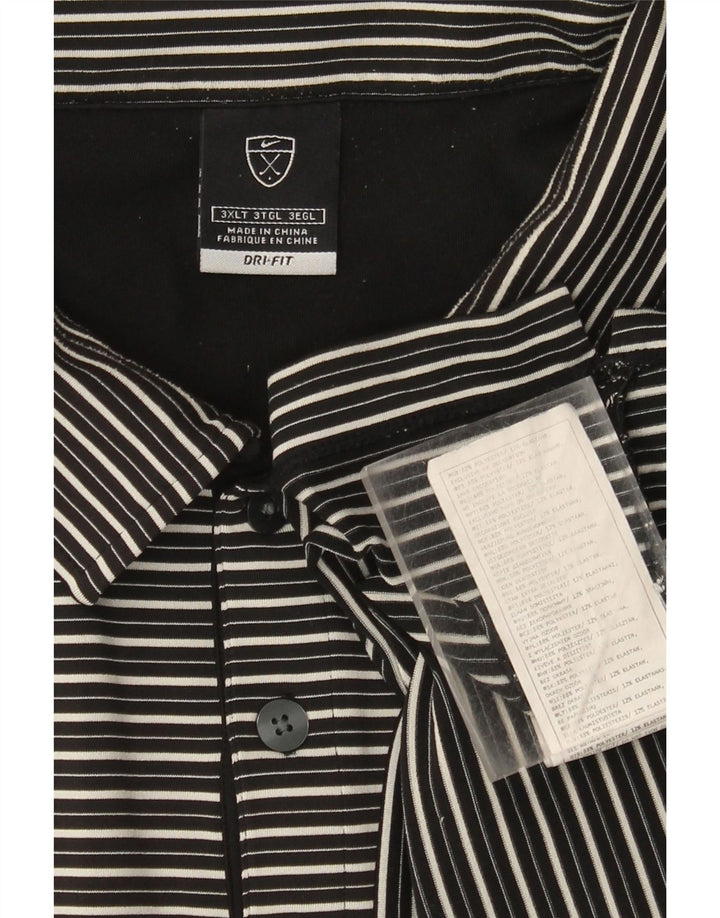 Nike Polo Dri Fit pour homme en polyester à fines rayures Noir 3XL