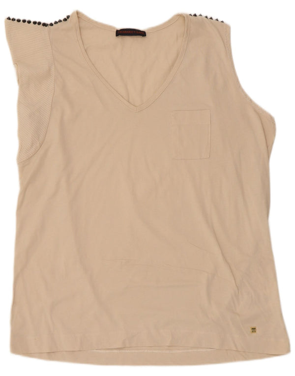 Trussardi Jeans T-Shirt Femme UK 18 XL Beige Coton