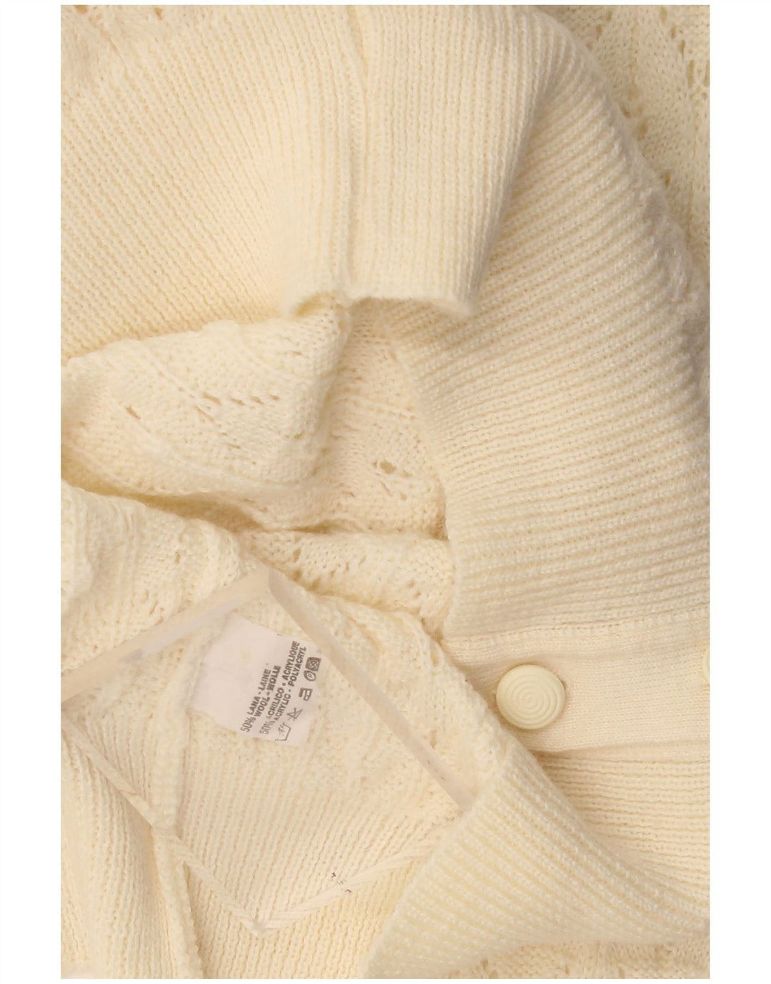 vintage Femme Cardigan Pull UK 16 Grande Laine Beige