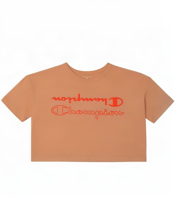 Champion T-shirt court graphique pour femme UK 14 en coton orange moyen