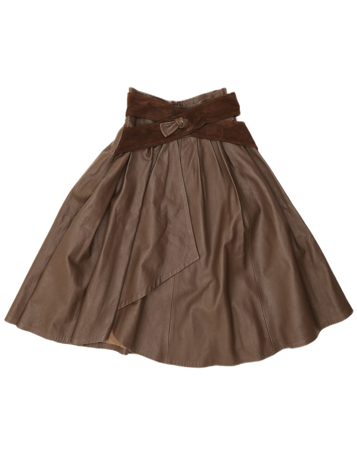 jupe évasée en cuir femme vintage IT 42 Medium W26 Marron