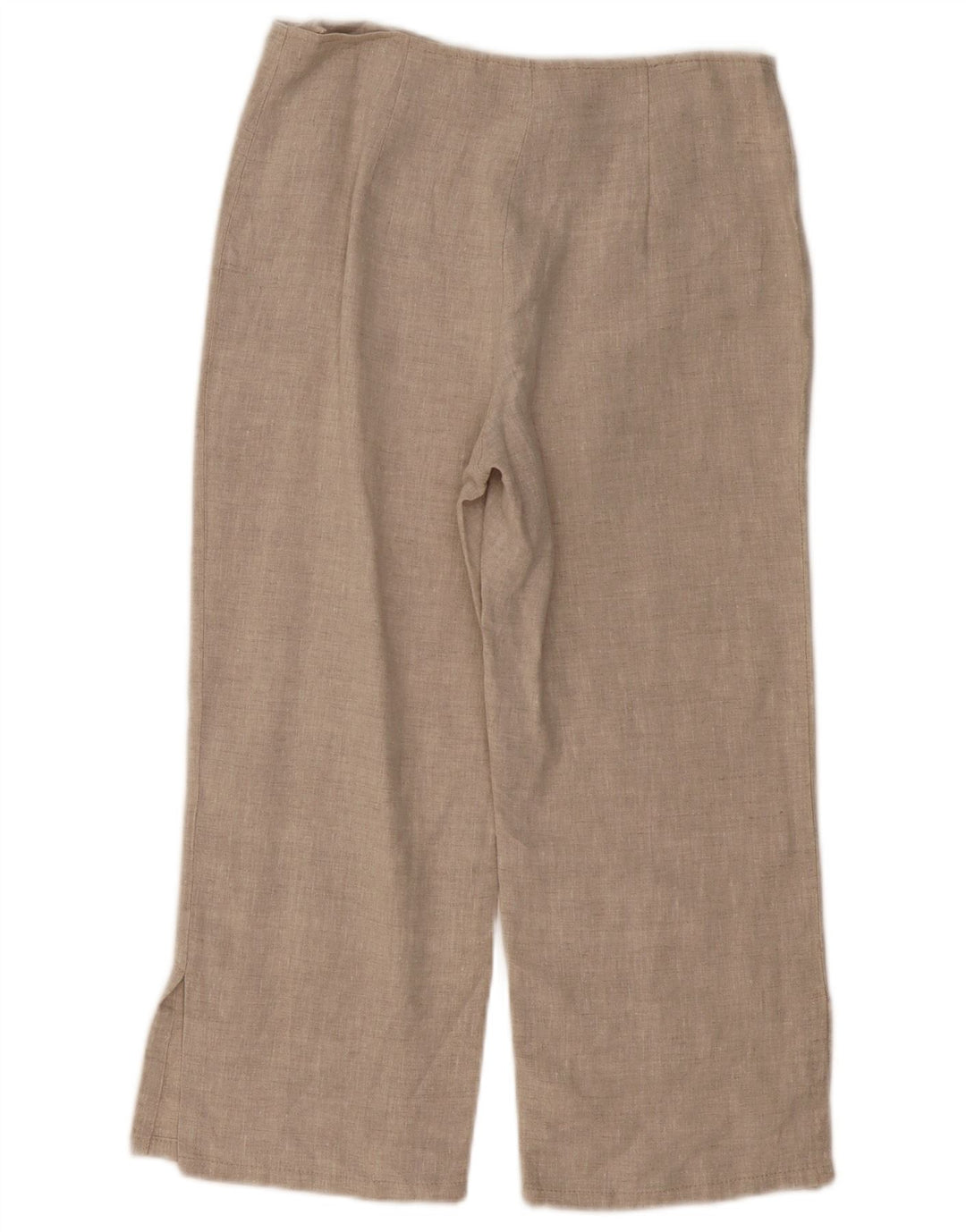 VINTAGE Pantalon Capri droit femme UK 10 Petit W30 L21 Lin Beige