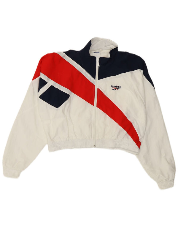 Reebok Veste de survêtement courte pour femme UK 4/6 XS Blanc Colourblock