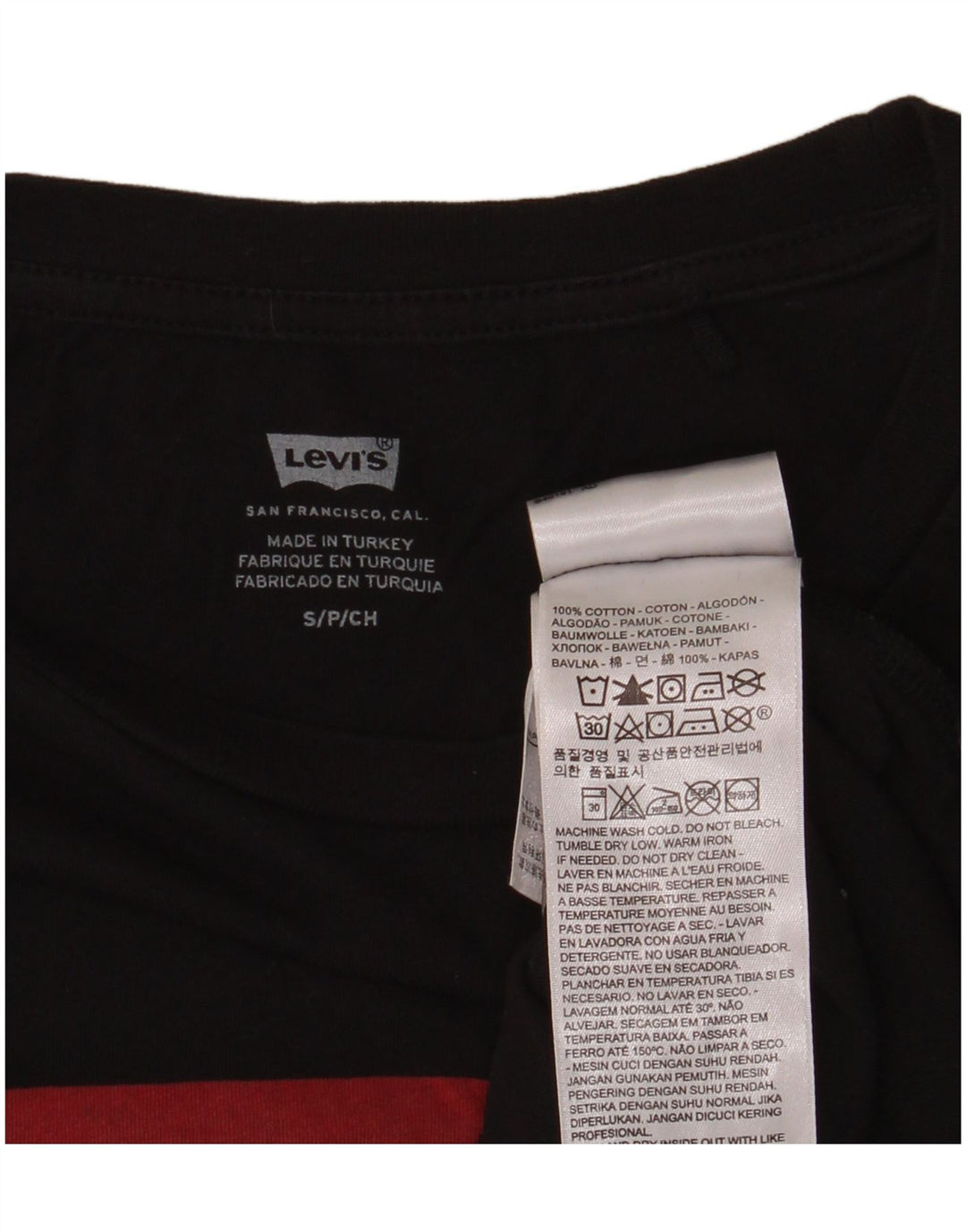 LEVI'S T-shirt graphique pour femme UK 12 Small Noir Coton