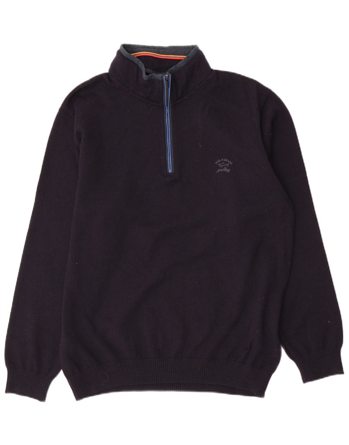 Paul & Shark Pull Col Zippé Homme Bleu Marine Moyen Laine
