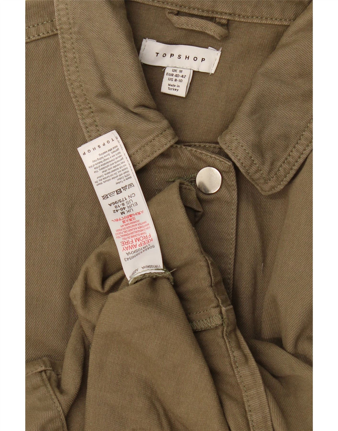Topshop Veste bomber surdimensionnée pour femme UK 44 en coton kaki moyen