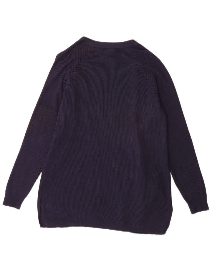 Marks & Spencer Pull cardigan long pour femme UK 14 Bleu marine moyen