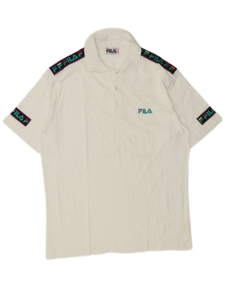 Fila Polo graphique homme IT 50 coton color block blanc moyen