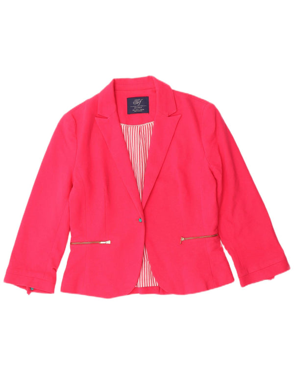 Zara Womens Crop 1 Button Blazer Jacket UK 14 Grand Coton Rose