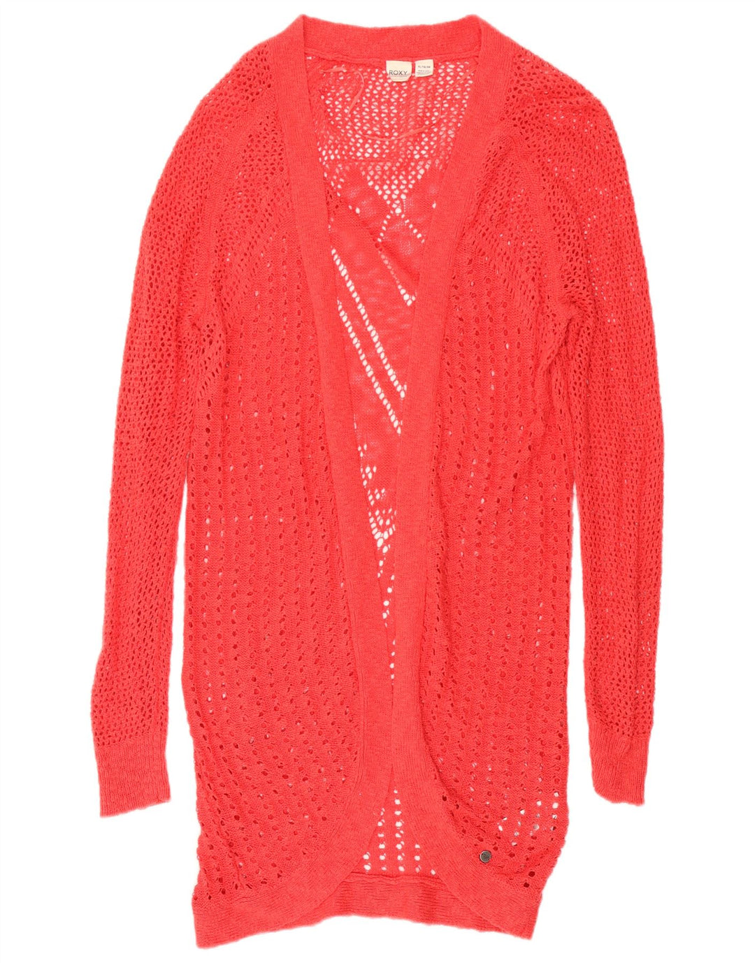 ROXY Femmes Longline Crochet Cardigan Pull UK 18 XL Rouge Coton