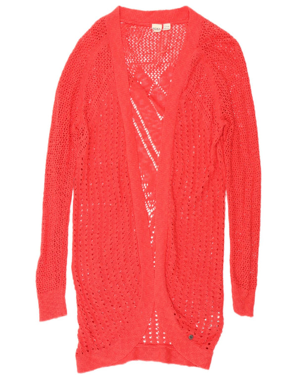 ROXY Femmes Longline Crochet Cardigan Pull UK 18 XL Rouge Coton
