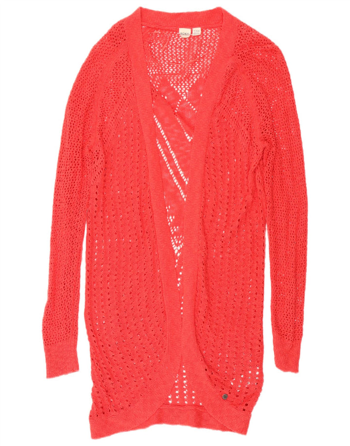 ROXY Femmes Longline Crochet Cardigan Pull UK 18 XL Rouge Coton