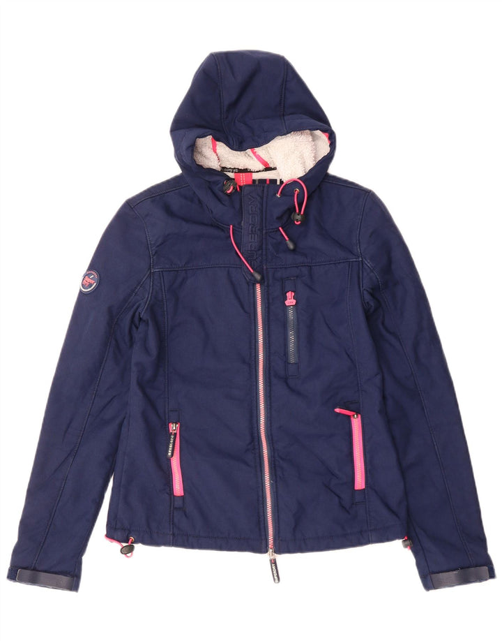 Superdry Veste coupe-vent à capuche pour femme UK 6 XS Bleu marine Polyester