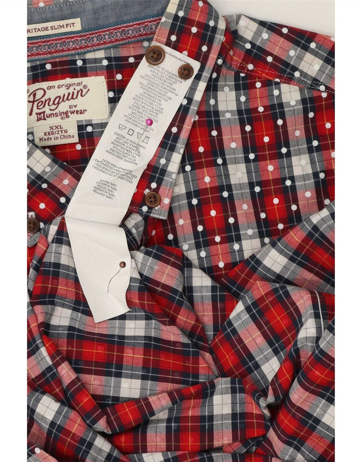 Penguin Chemise Heritage Slim Fit Homme 2XL Rouge à Carreaux Coton